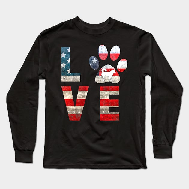 Patriotic Siberian Husky Dog Love Long Sleeve T-Shirt by KittleAmandass